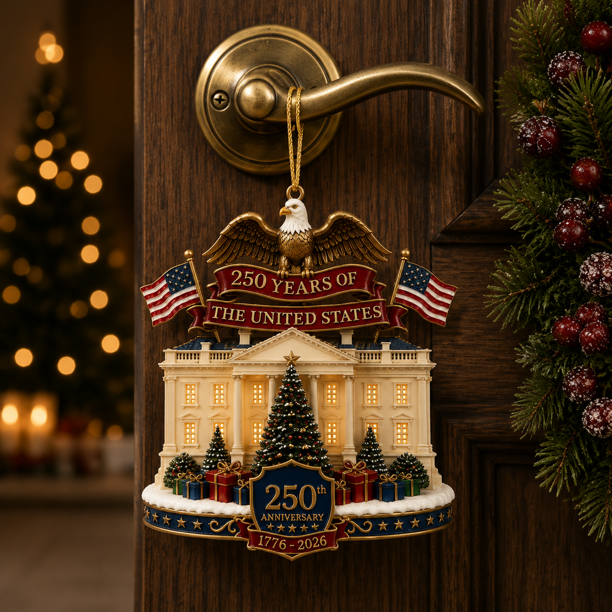 ❤️✨USA 250th Anniversary White House Christmas Ornament