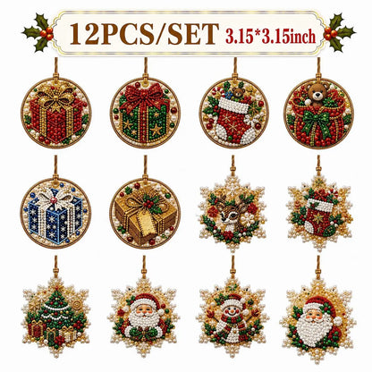 6Pcs/12Pcs Christmas DIY Diamond Painting Ornaments Kit, Xmas Tree Hanging Pendant 🎄 - image 14