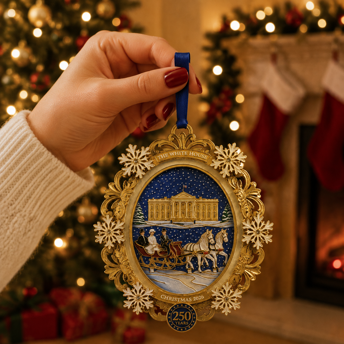 ❤️✨White House Snowy Christmas Night Commemorative Ornament
