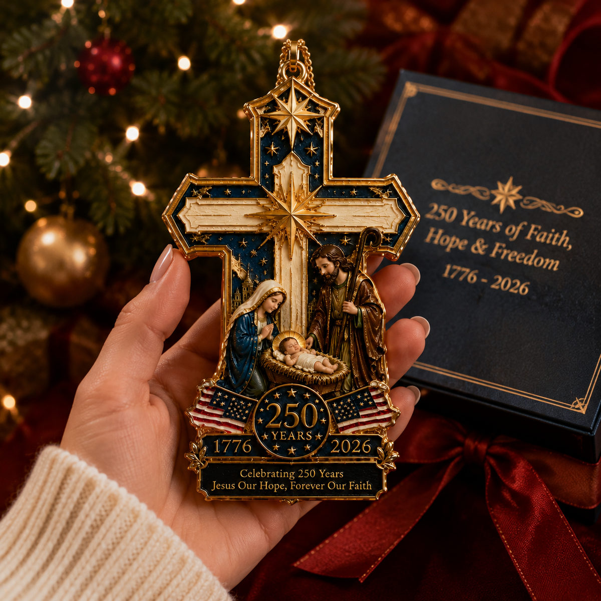 ❤️🔥Cross-Shaped Jesus Nativity Christmas Tree Ornament