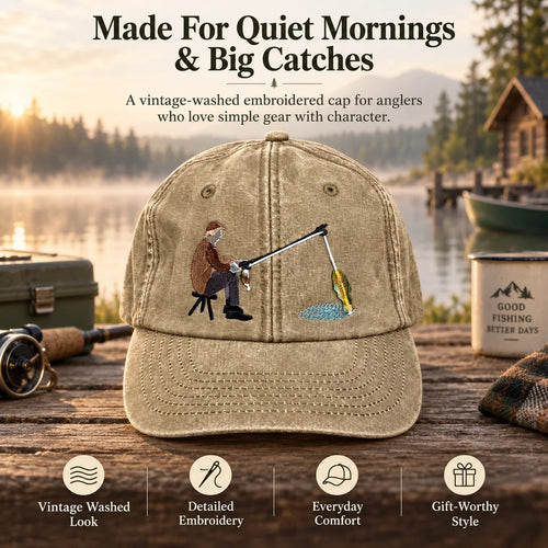 🔥 Last Day 49% OFF-🎣🧢 Catch of the Day Interactive Fishing Cap –🎁 Vintage Washed Moving Fish Hat - image 1