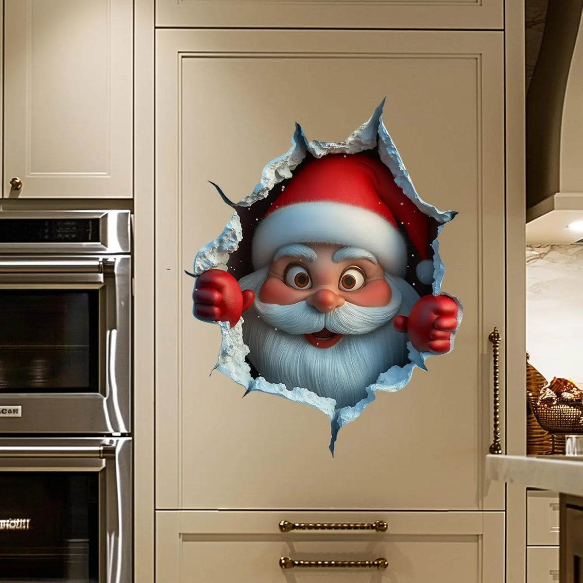 3PCS Festive Decor Santa Face Vinyl Stickers - Smooth 3D Illusion Figure Shape Peel-Off Pack 🎅 - image 11