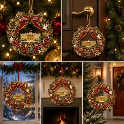 ❤️🔥White House Scene Christmas Wreath Commemorative Ornament