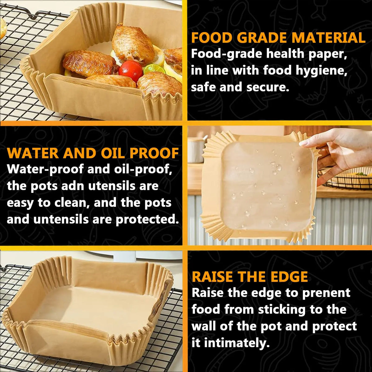 100Pcs Parchment Paper,Air Fryer Paper Liners, Air Fryer Liners Disposable for Microwave 📜