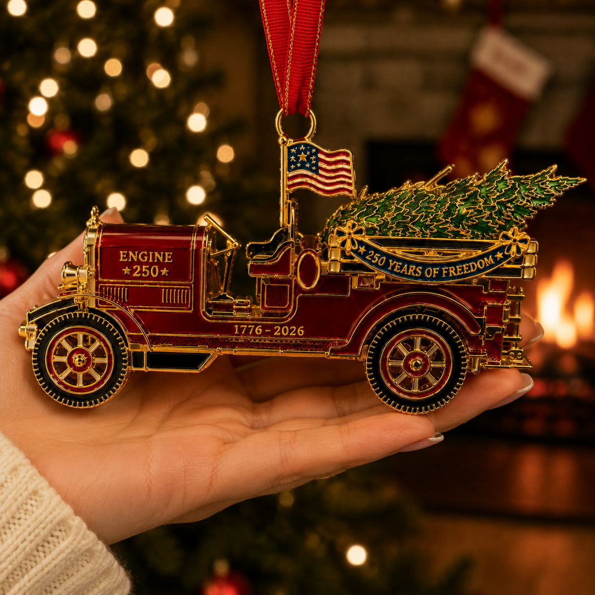 ❤️🔥Last 10pcs🔥250th Anniversary Edition Vintage Fire Truck Ornament
