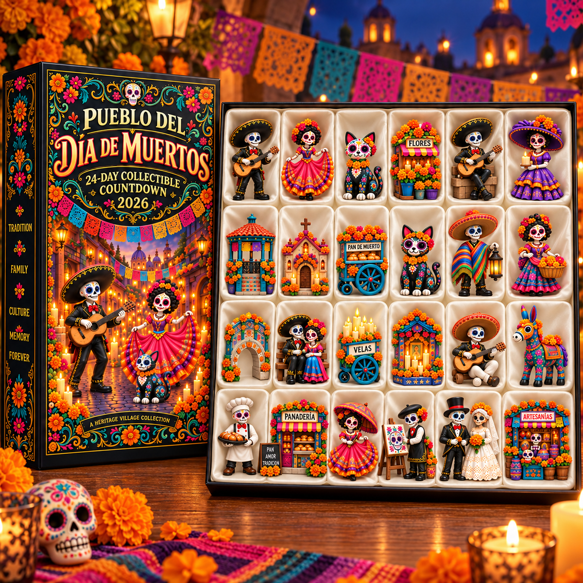 Pueblo del Día de Muertos 2026 – 24-Day Day of the Dead Collectible Countdown Calendar with 24 Unique Miniatures - image 7