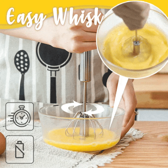Stainless Steel Hand-Push Rotary Whisk Food-Grade Rust-Resistant Kitchen Utensil - image 3
