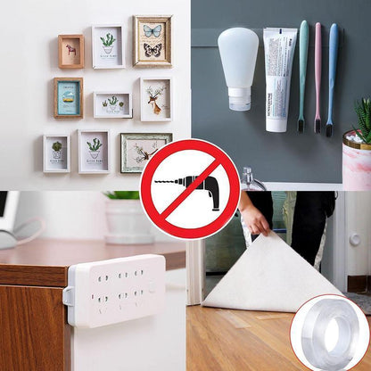 2026 Upgrade Heavy-Duty Nano Tape | 10.5ft Double-Sided Adhesive, Renter-Safe, Residue-Free, Washable, Multi-Surface Mounting Tape for Decor & Hanging-AUX