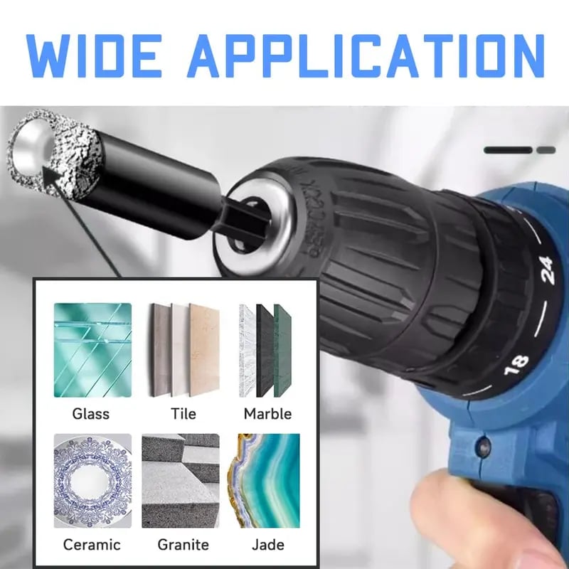 ❤️🔥49% OFF | 6Pcs Dry Diamond Drill Bit Set 🛠 Hex Shank Brazed Hole Saw for Tile, Glass & Granite