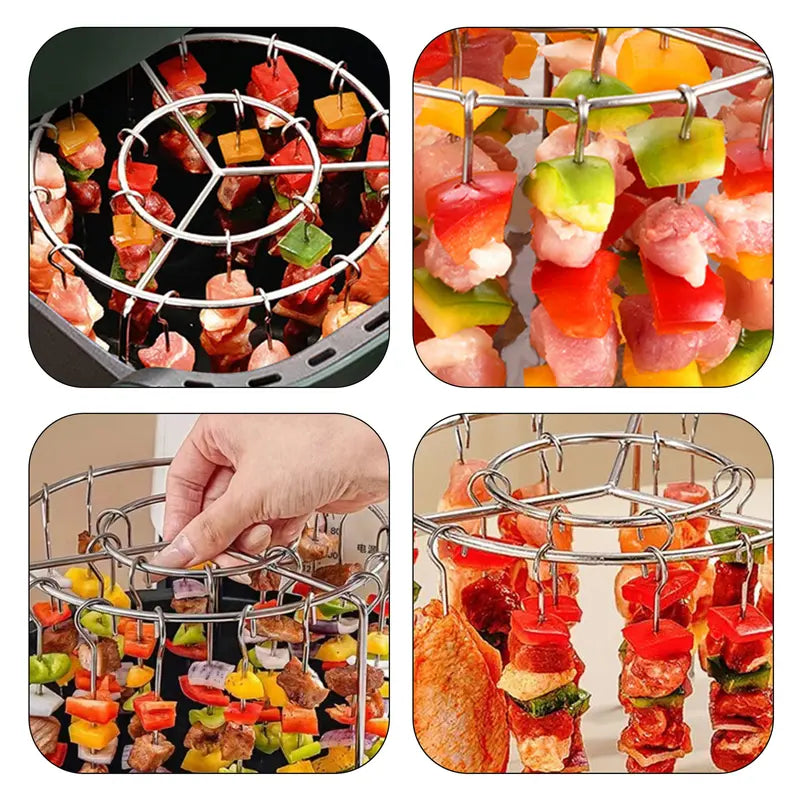Air Fryer Skewer Rack,Round Grill with Stainless Steel🍢