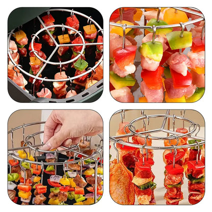 Air Fryer Skewer Rack,Round Grill with Stainless Steel🍢