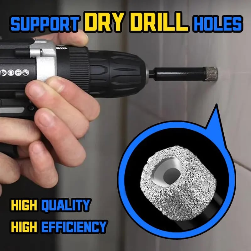 ❤️🔥49% OFF | 6Pcs Dry Diamond Drill Bit Set 🛠 Hex Shank Brazed Hole Saw for Tile, Glass & Granite