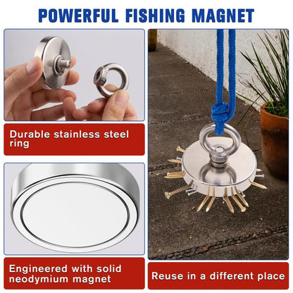 350 LBS Heavy Duty Fishing Magnet, Magnet with Countersunk Eyebolt🧲 - image 3