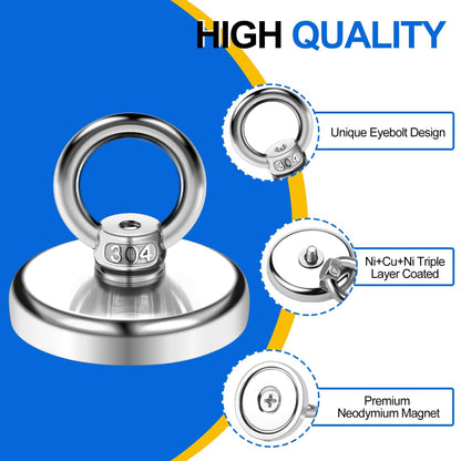 350 LBS Heavy Duty Fishing Magnet, Magnet with Countersunk Eyebolt🧲 - image 4