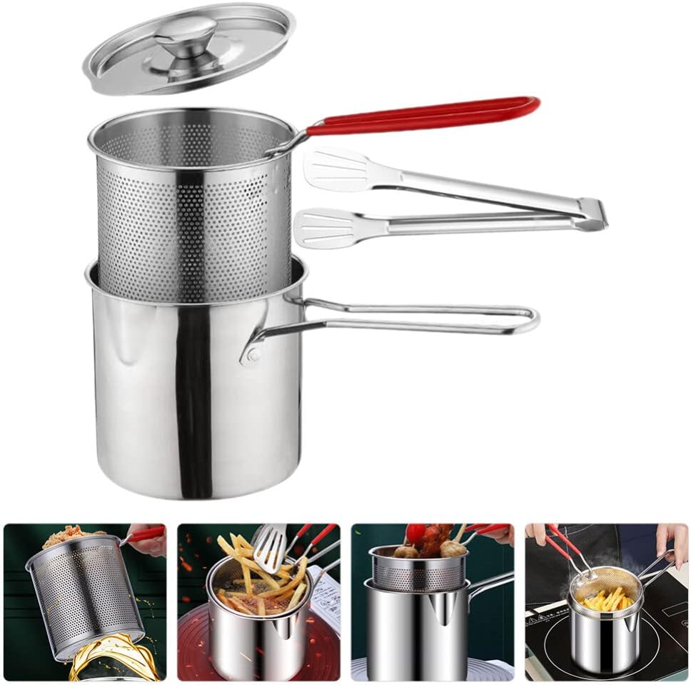 Stainless Steel Deep Fryer Set - 1-Person Mini Pot with Fry Pot, Filter Basket & Food Clip 🍳 - image 5