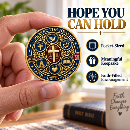 "Healing & Hope" Prayer Coin 🙏 | A Pocket-Sized Reminder of God's Love | Strength & Peace Token - image 3