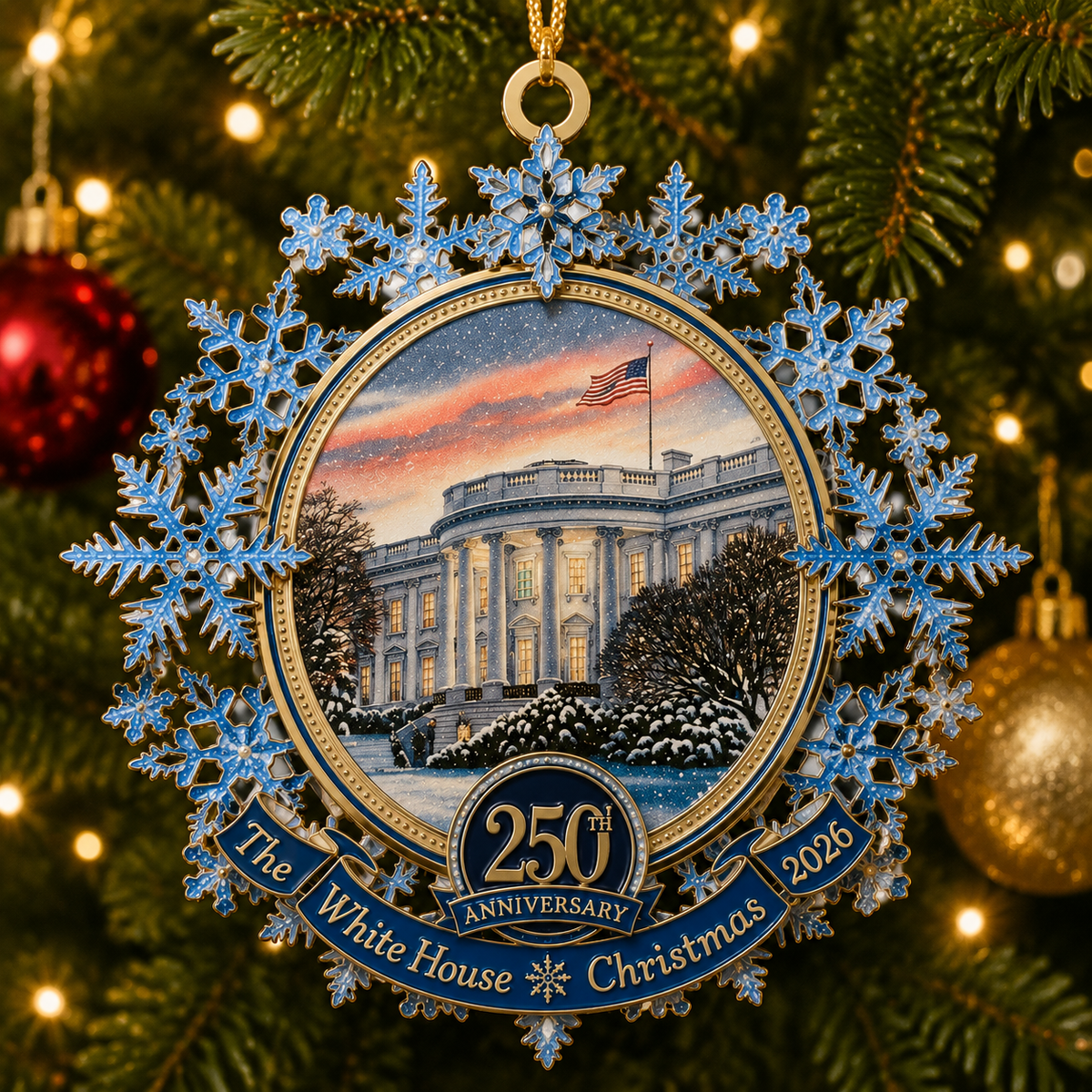 ❤️✨White House 250th Anniversary Commemorative Snowflake Ornament
