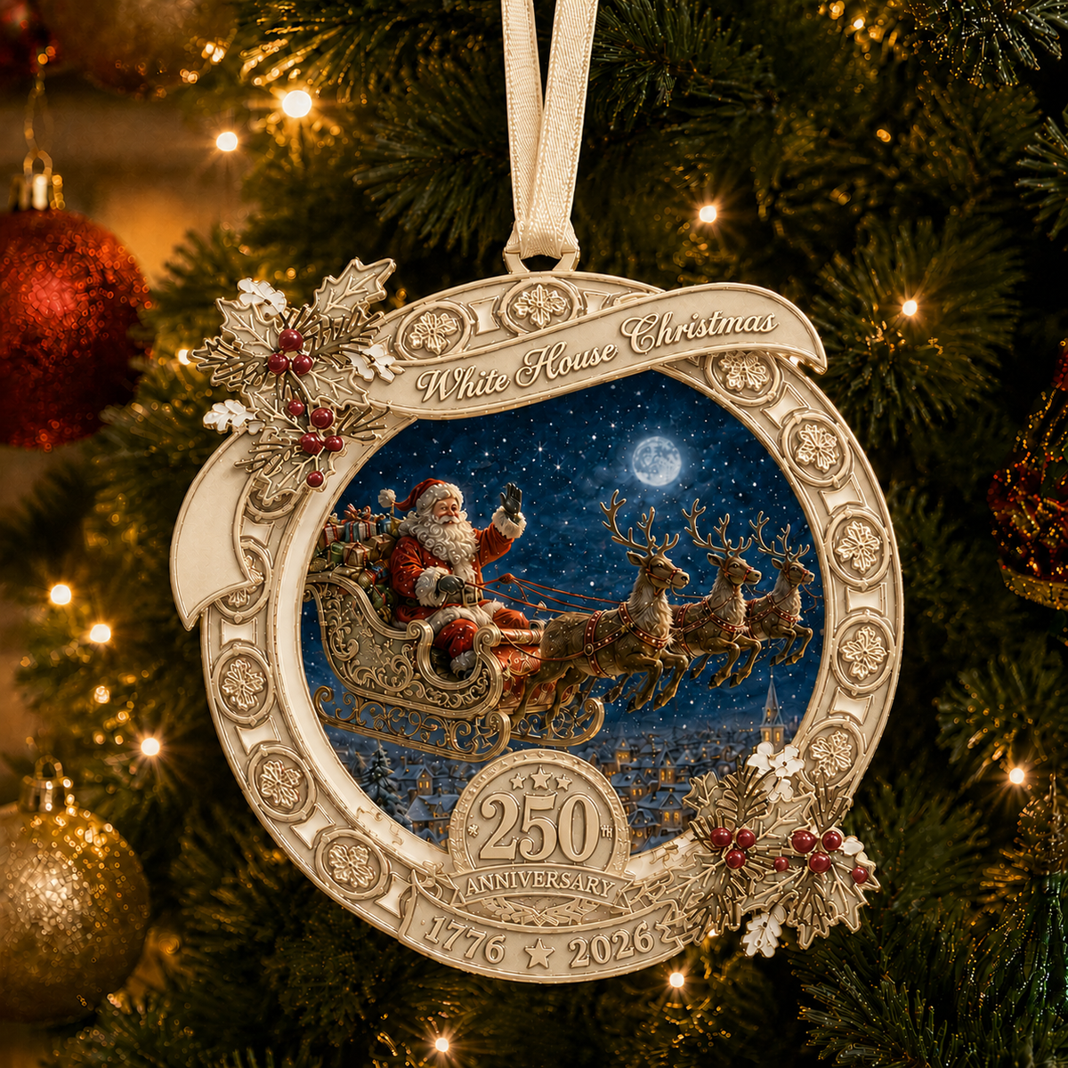 ❤️✨250th Anniversary Edition Santa's Sleigh Scene Ornament