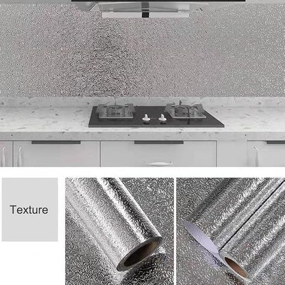 Kitchen Waterproof Oil Proof Aluminum Foil Sticker, Silver Texture Peel🧽 - image 8