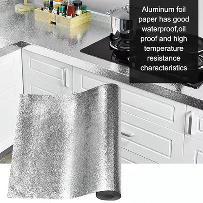 Kitchen Waterproof Oil Proof Aluminum Foil Sticker, Silver Texture Peel🧽 - image 12