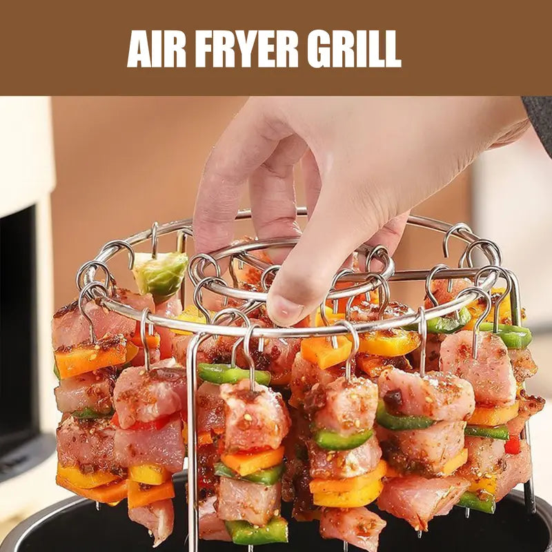 Air Fryer Skewer Rack,Round Grill with Stainless Steel🍢