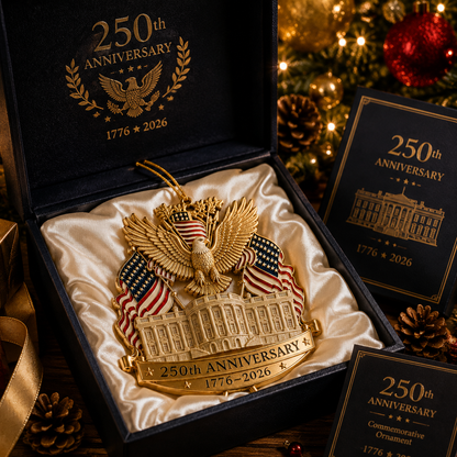 ❤️🔥250th Anniversary Gold Eagle White House Christmas Tree Ornament