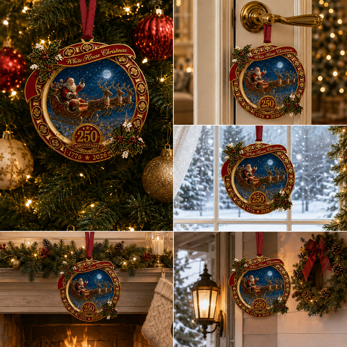 ❤️✨250th Anniversary Edition Santa's Sleigh Scene Ornament