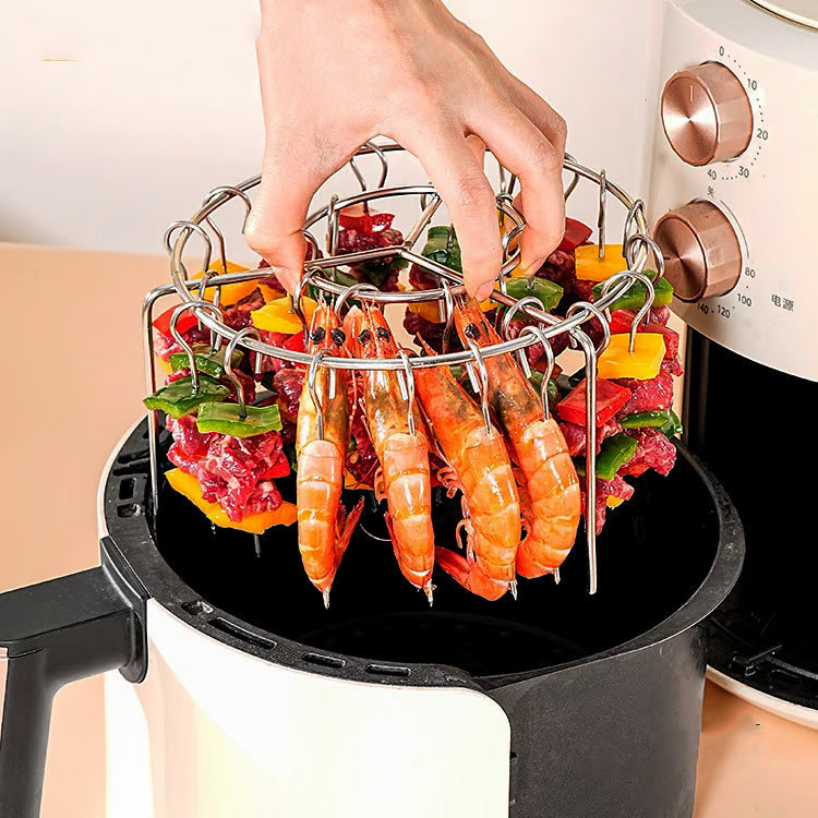Air Fryer Skewer Rack,Round Grill with Stainless Steel🍢
