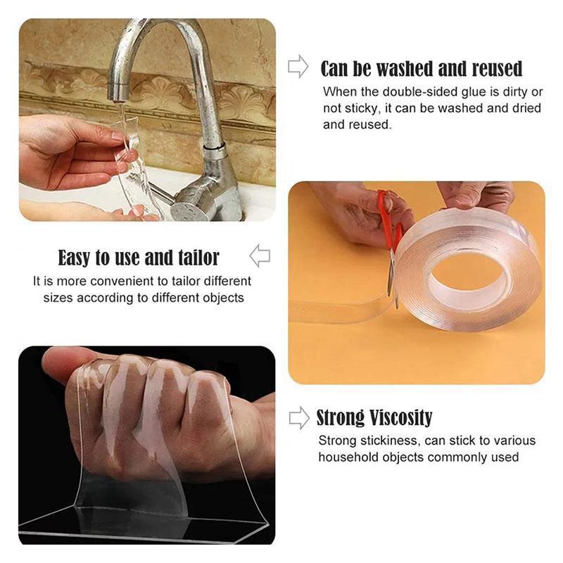 2026 Upgrade Heavy-Duty Nano Tape | 10.5ft Double-Sided Adhesive, Renter-Safe, Residue-Free, Washable, Multi-Surface Mounting Tape for Decor & Hanging-AUX