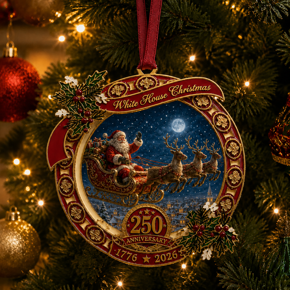 ❤️✨250th Anniversary Edition Santa's Sleigh Scene Ornament