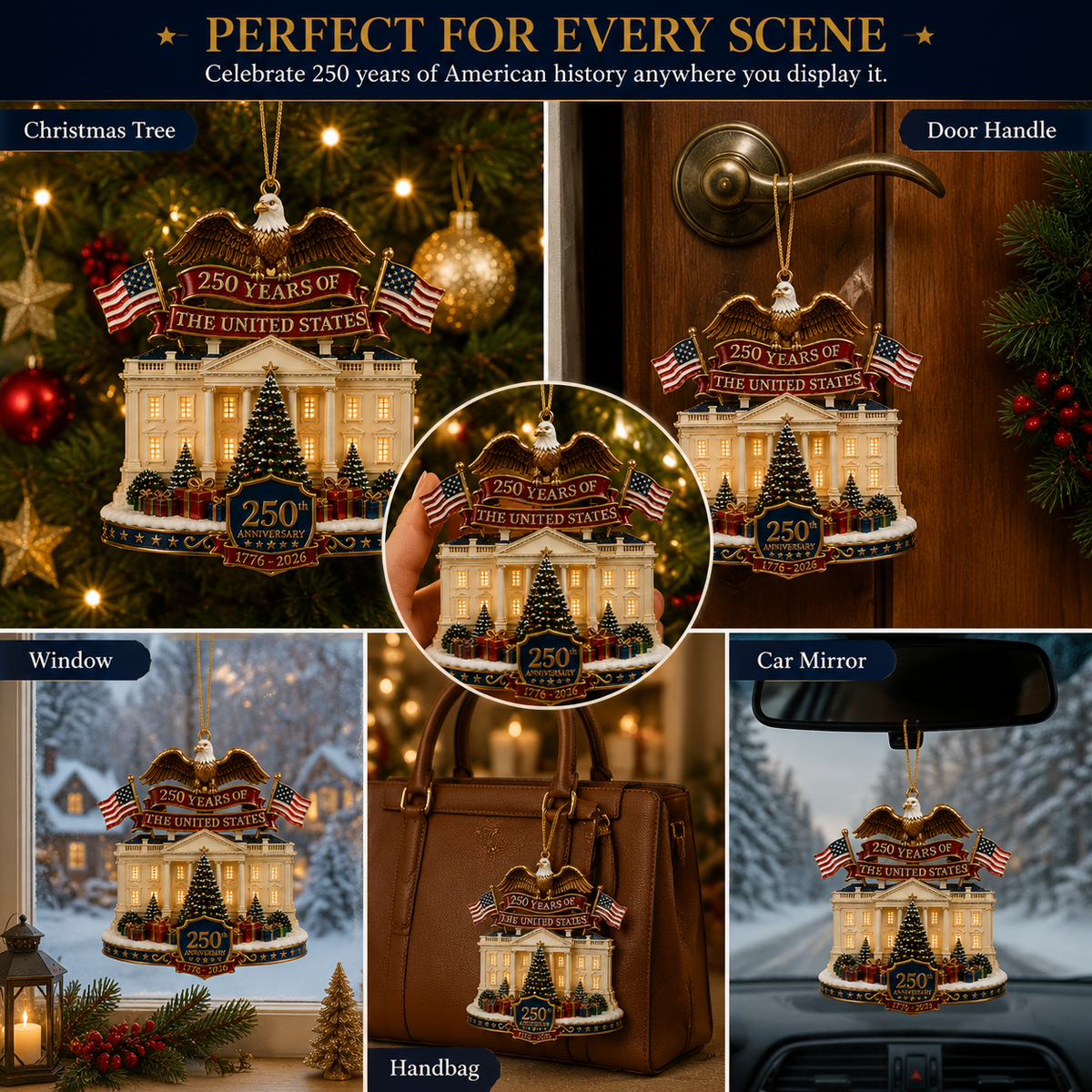 ❤️✨USA 250th Anniversary White House Christmas Ornament