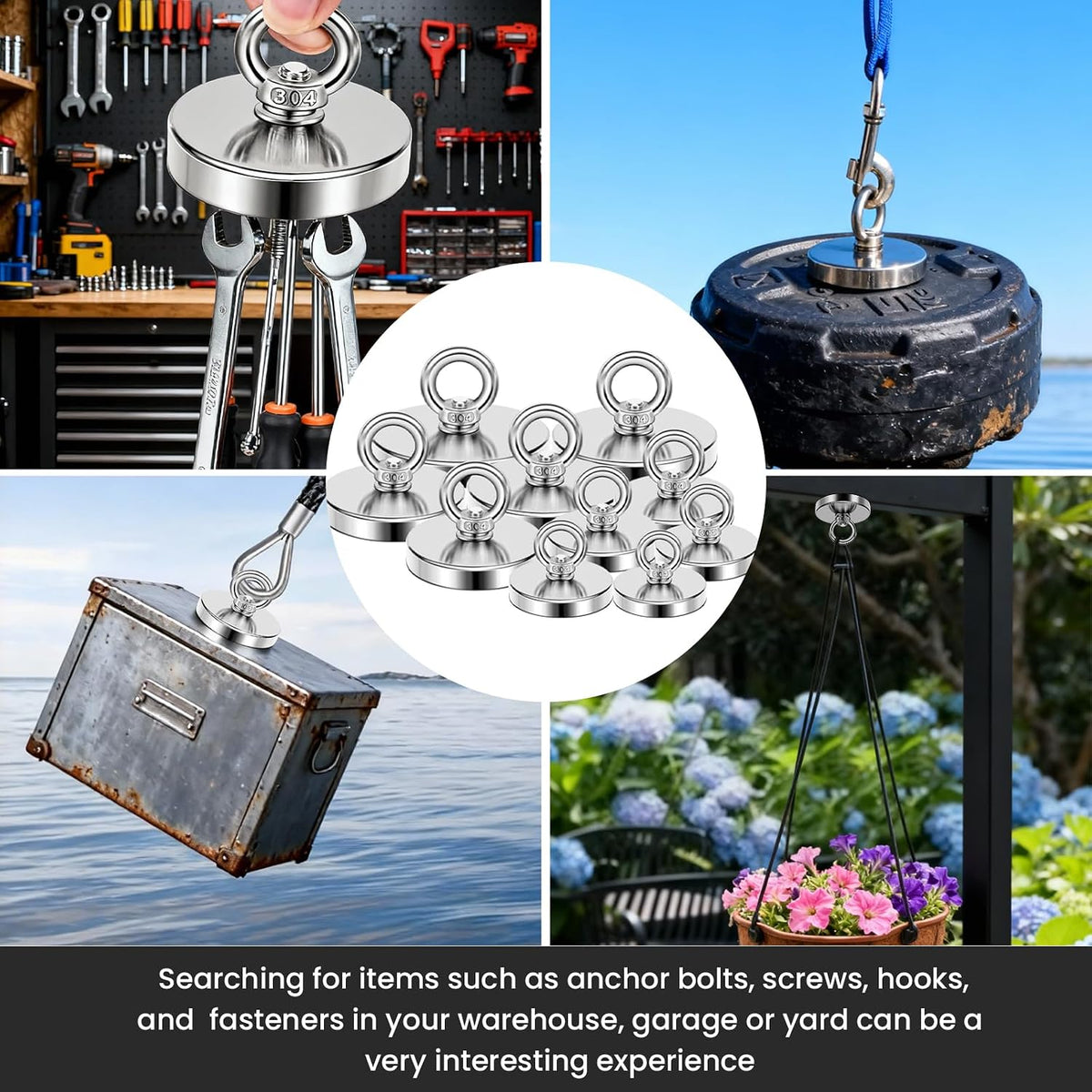 350 LBS Heavy Duty Fishing Magnet, Magnet with Countersunk Eyebolt🧲 - image 6