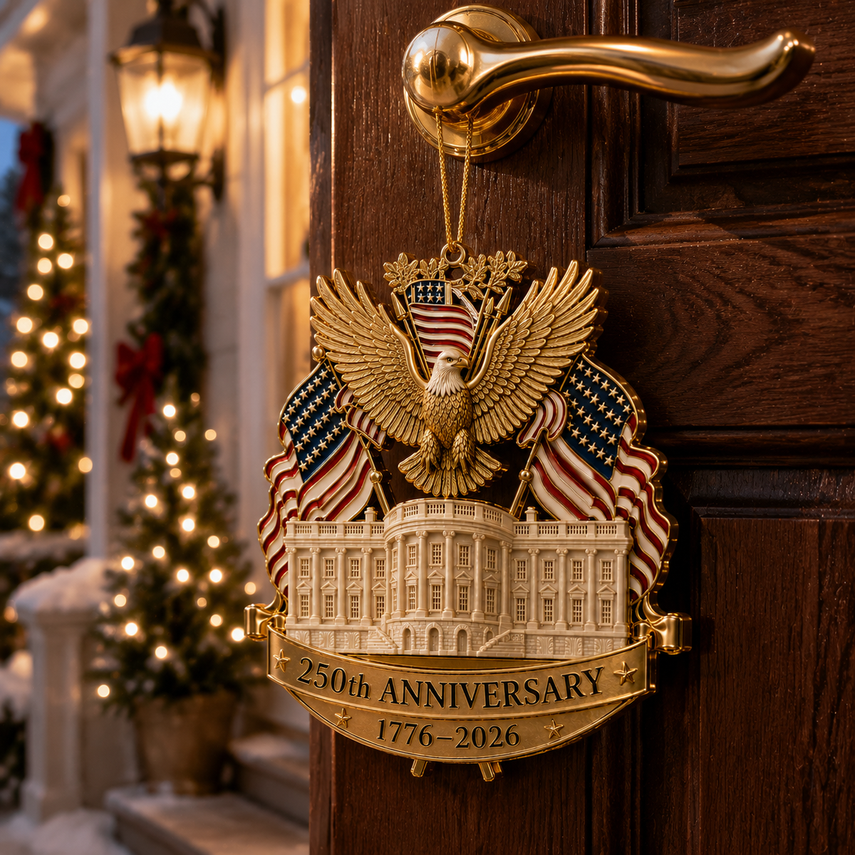❤️🔥250th Anniversary Gold Eagle White House Christmas Tree Ornament