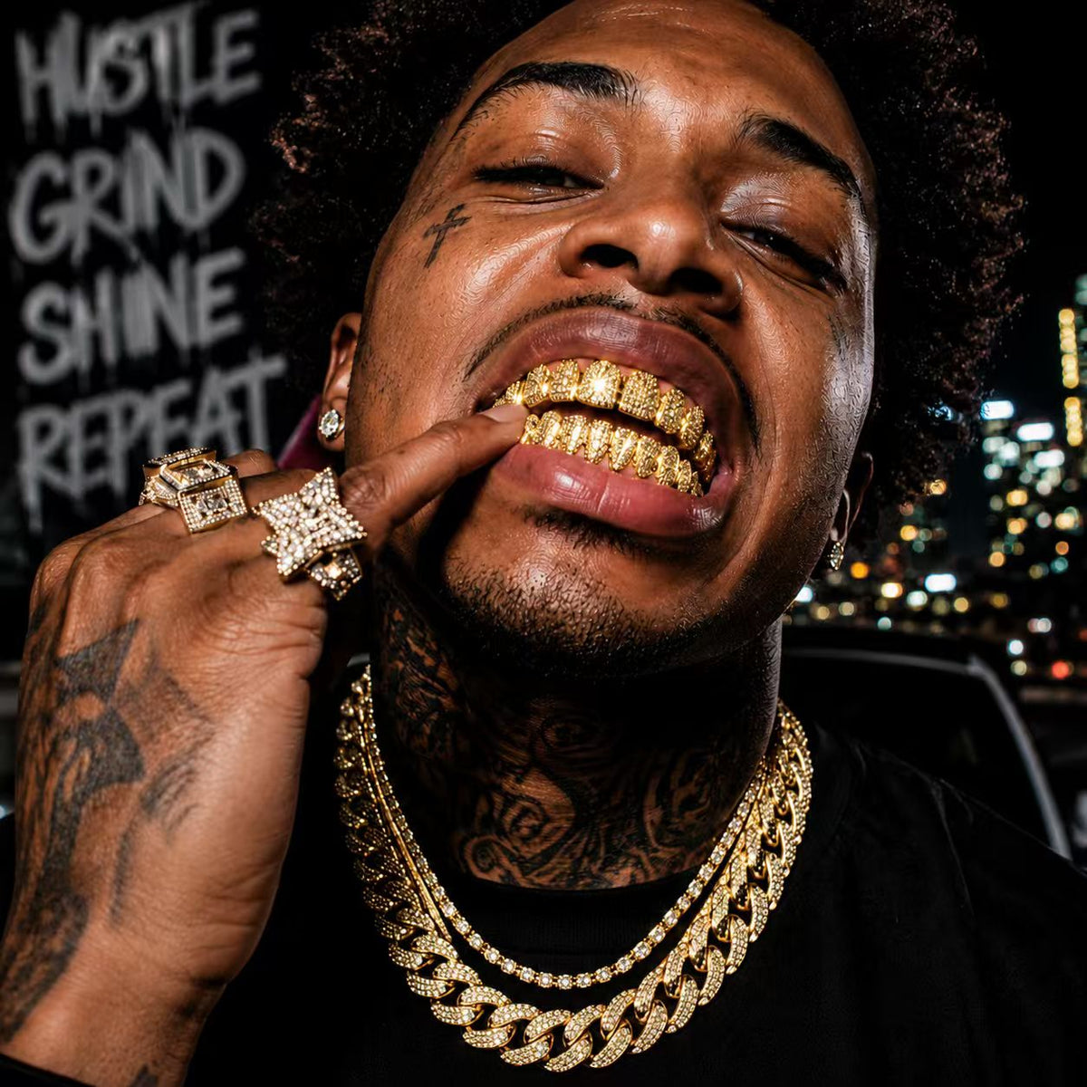 💖HIP HOP TREND🔥 DIAMOND GRILLZ - Full diamond crusted grillz for maximum shine