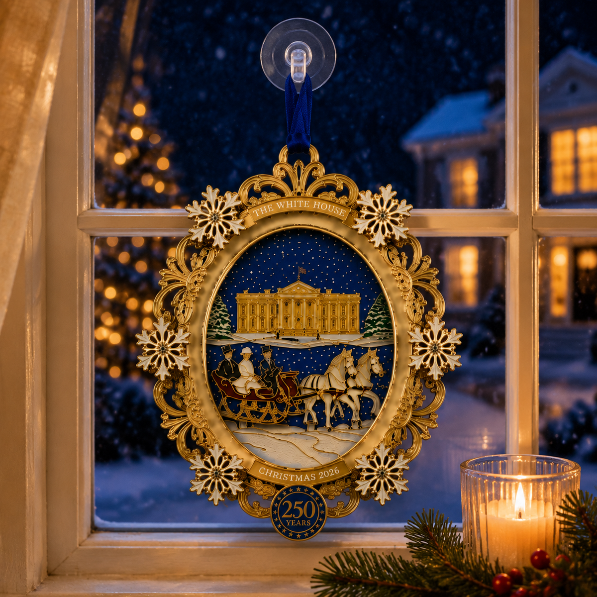 ❤️✨White House Snowy Christmas Night Commemorative Ornament