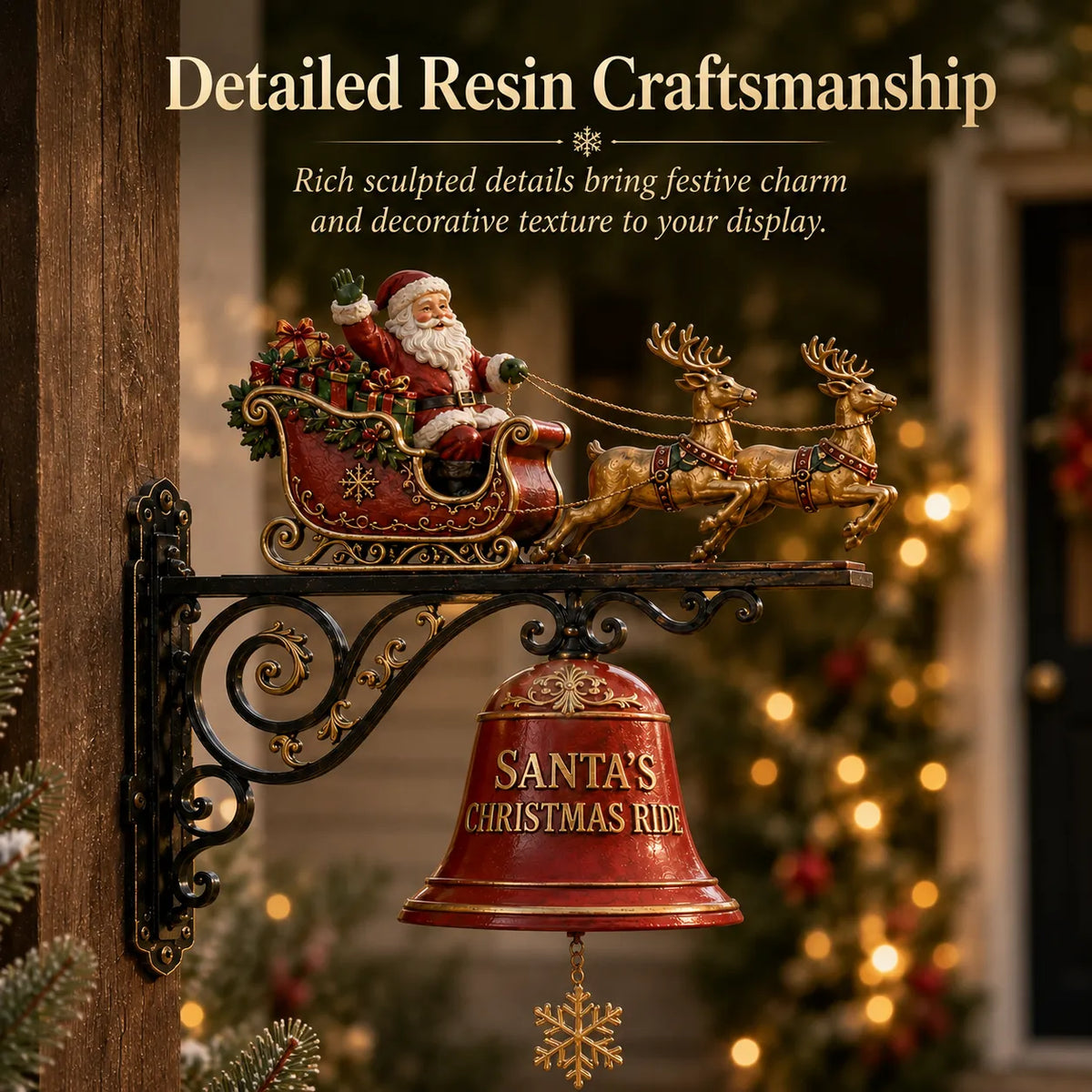 🎅 Santa Sleigh with Reindeer & Bell | 3D Christmas Outdoor Decoration - image 8