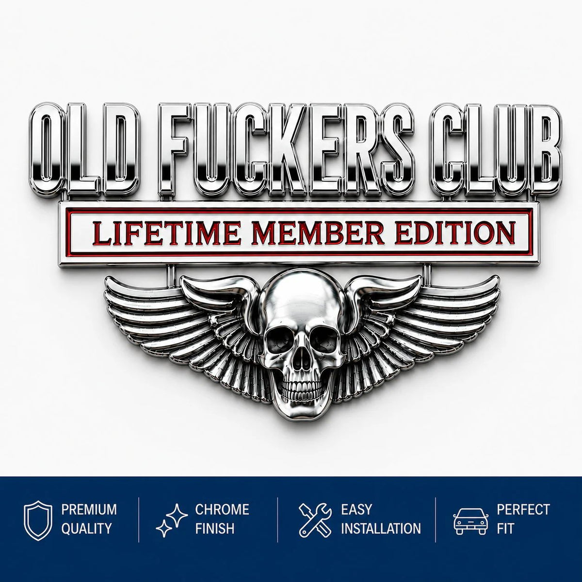 💀 OLD F*CKERS CLUB Metal Car Emblem | Chrome Peel-and-Stick Badge for Trucks, SUVs, Toolboxes & Garages 😎 - image 6