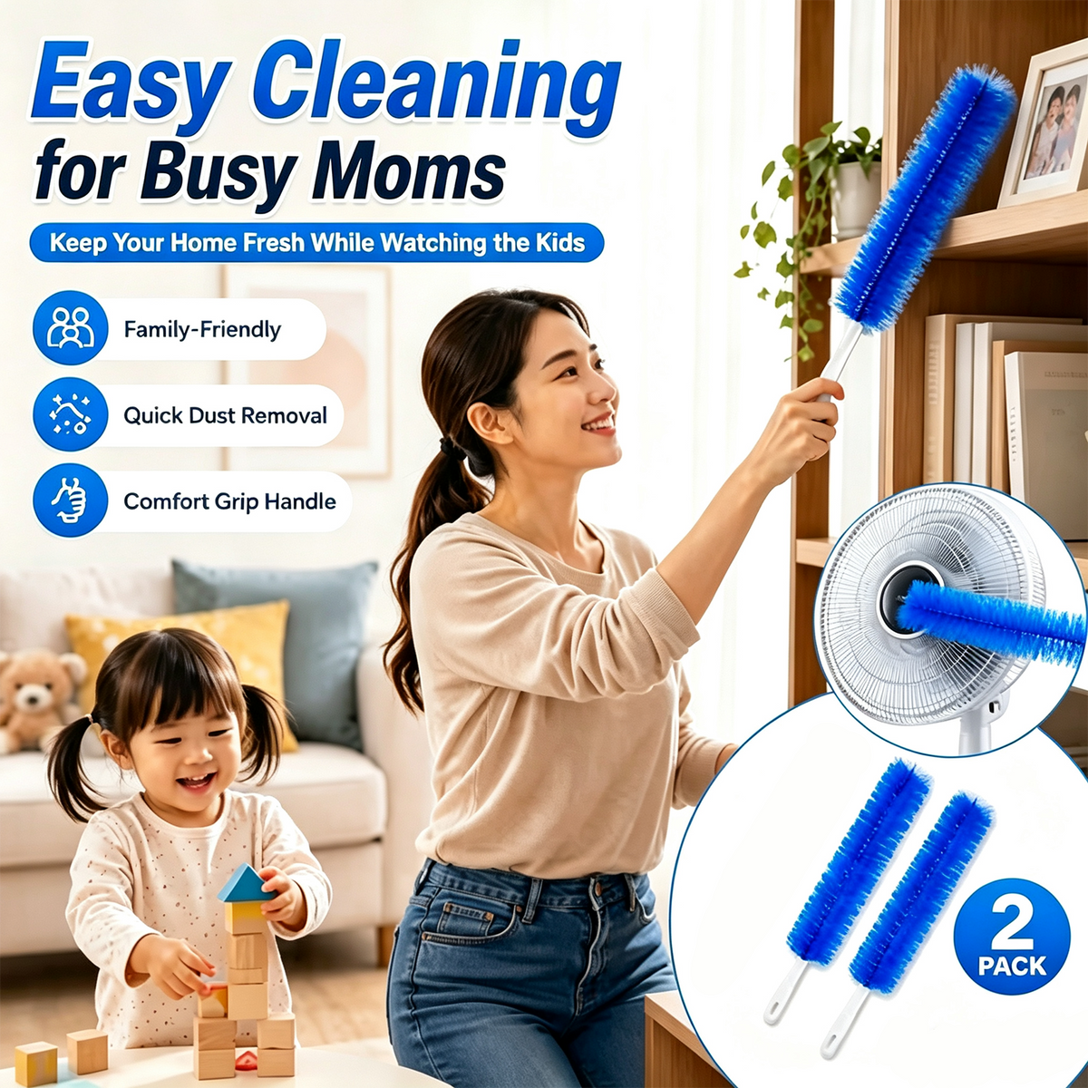 2 Counts Bendable Microfiber Head,Reusable Dust Remover💨 - image 2