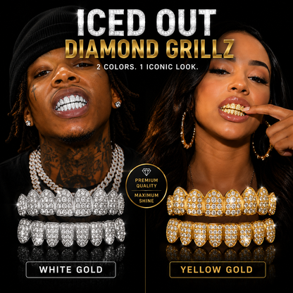 💖HIP HOP TREND🔥 DIAMOND GRILLZ - Full diamond crusted grillz for maximum shine