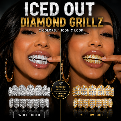 💖HIP HOP TREND🔥 DIAMOND GRILLZ - Full diamond crusted grillz for maximum shine