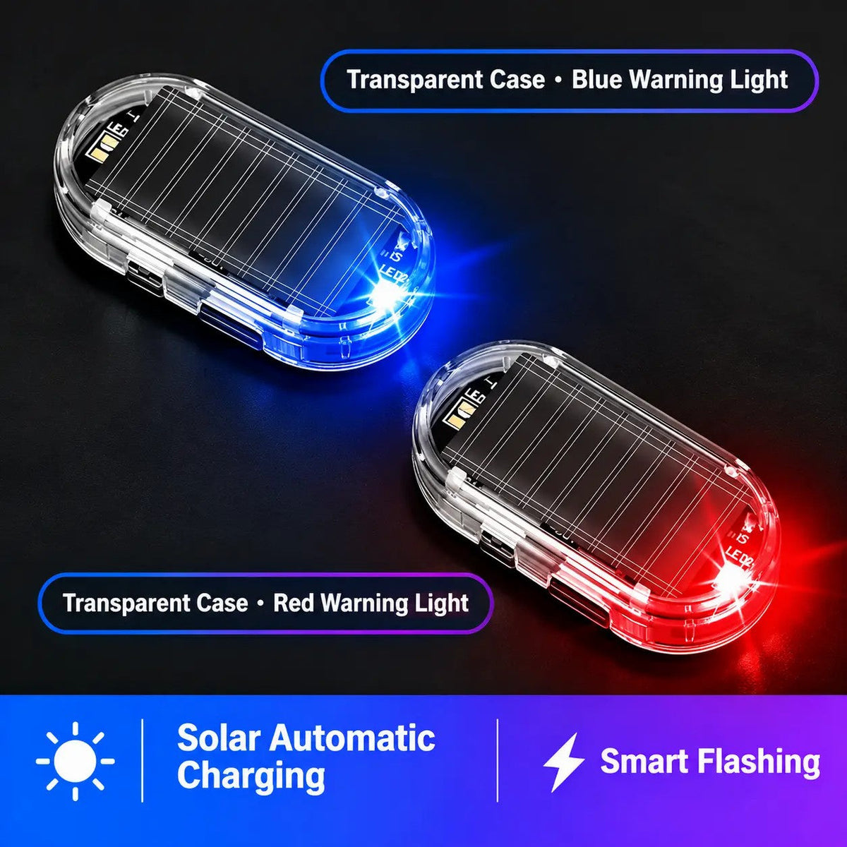 2PCS Solar Powered Fake Car Alarm Light, Auto Light Sensor LED Simulated Security Warning Light🚨 - image 16