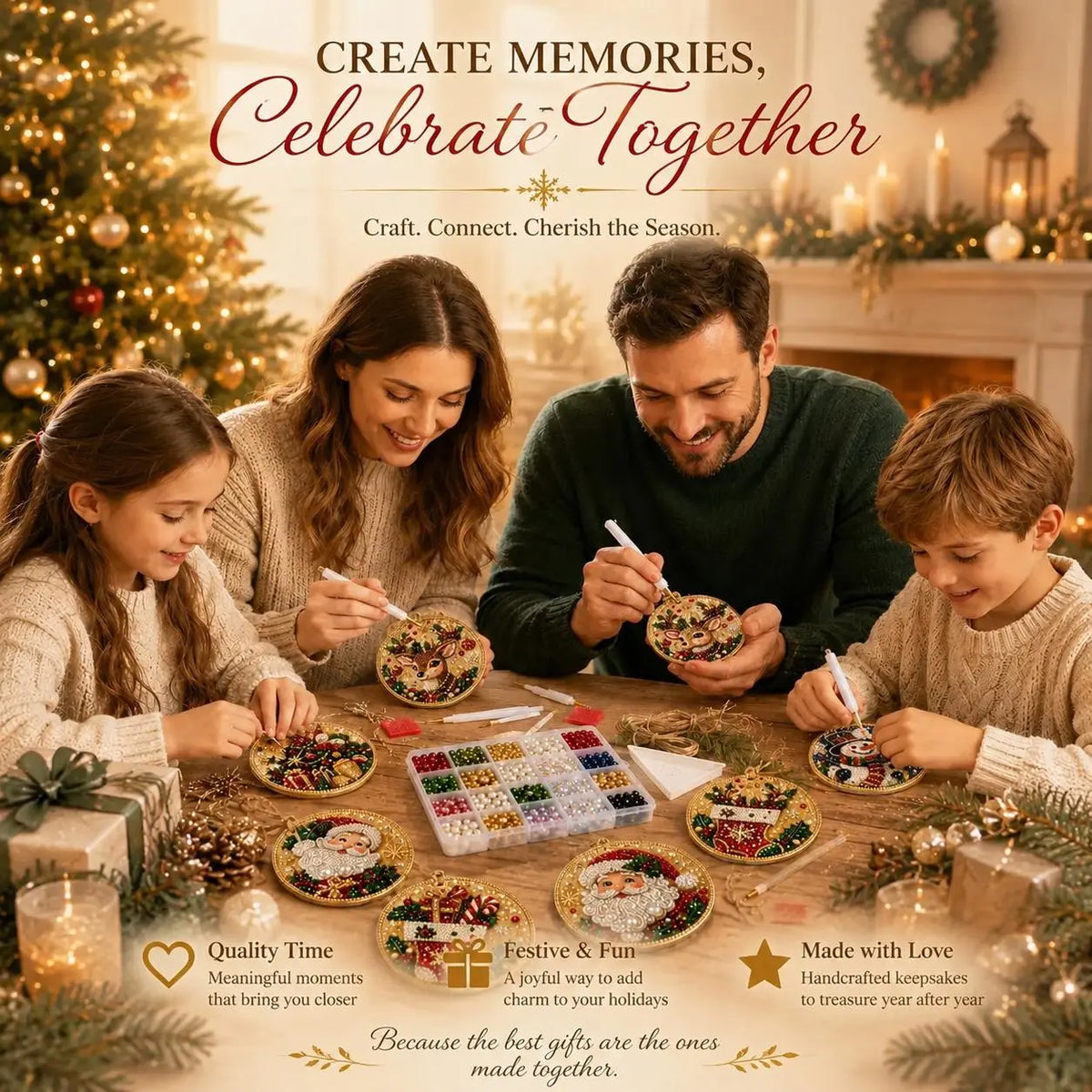 6Pcs/12Pcs Christmas DIY Diamond Painting Ornaments Kit, Xmas Tree Hanging Pendant 🎄 - image 3