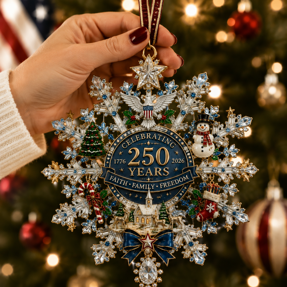 ❤️✨Shimmering Silver Christmas Commemorative Snowflake Ornament