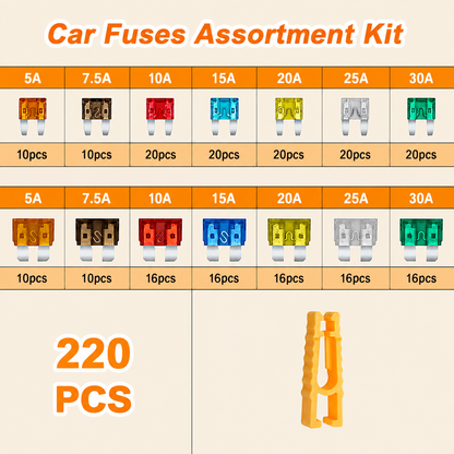 Car Fuse Assortment Kit, Mini Blade Fuses Automotive + Standard Auto Fuses🚗Aluminum sheet