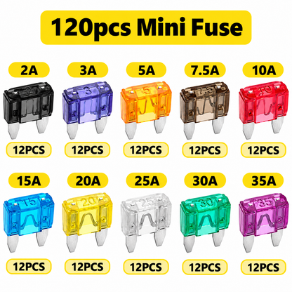 Car Fuse Assortment Kit, Mini Blade Fuses Automotive + Standard Auto Fuses🚗Aluminum sheet