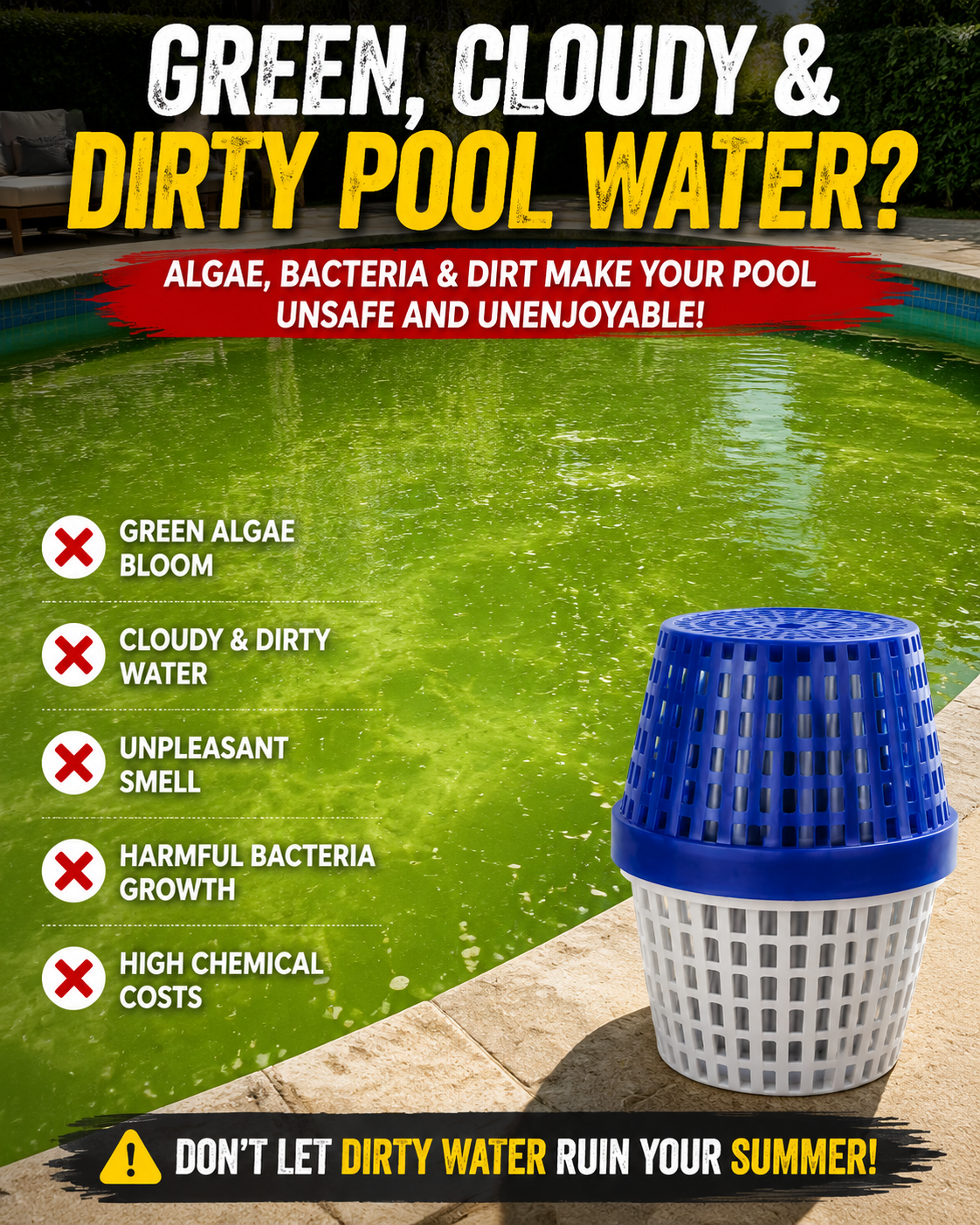 🏊‍♂️ Crystal Clear Pool Water Mineral Cleaner – Anti-Algae Pool Treatment Stick