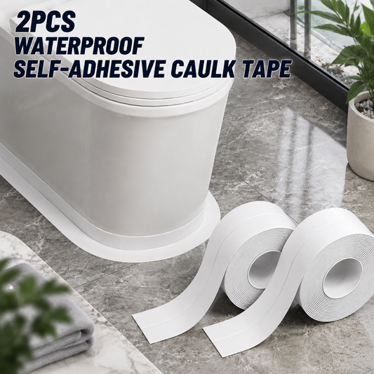 2Pcs White Caulk Tape Waterproof Self Adhesive - image 1