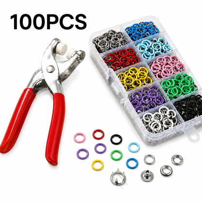 Colored Claw Snap Button Kit | Metal Buckles with Manual Snap Pliers