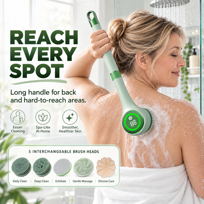 5-in-1 Electric Body Scrubber with Long Handle for Shower - image 1
