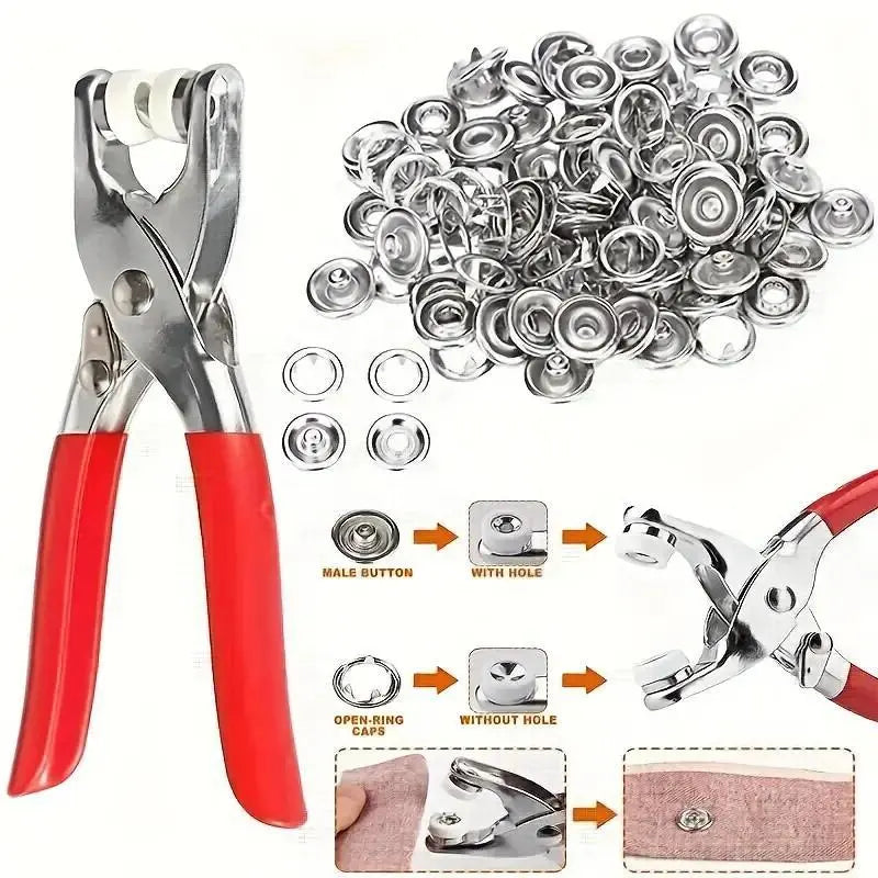 Colored Claw Snap Button Kit | Metal Buckles with Manual Snap Pliers